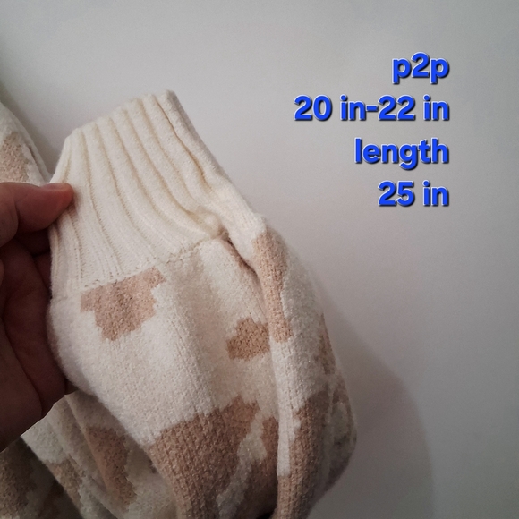 +$1🛍Pink Lily Cream and Tan Patterned Sweater - Picture 8 of 8